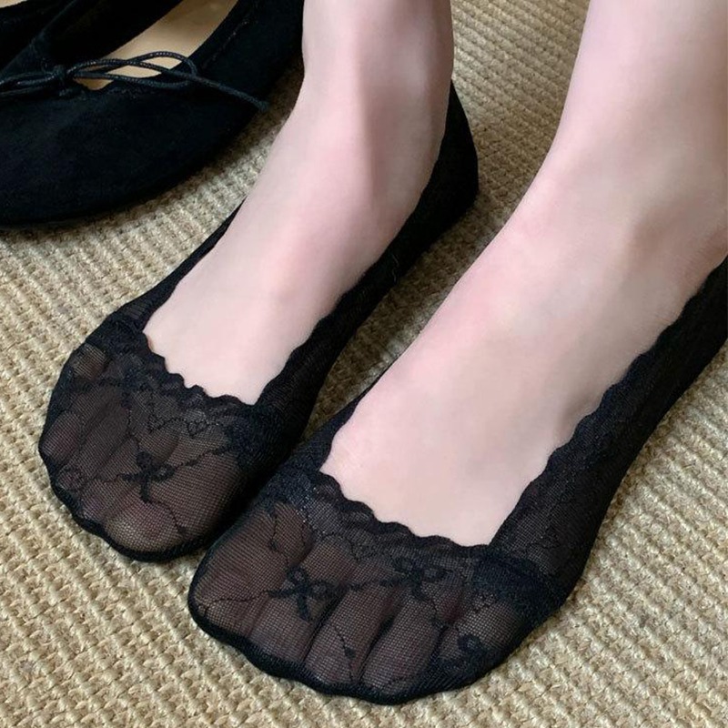 Invisibility Sock Loafer - Spitzenbesetzte Bootsocken für Damen, Niedrig Geschnittene