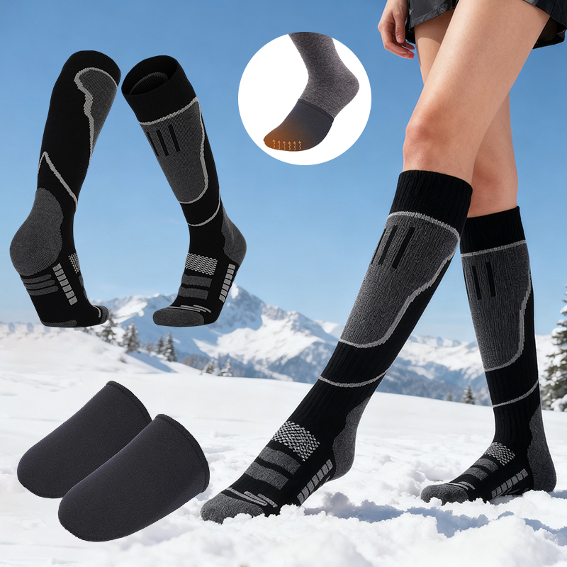 Thermal Sock Winter - 2 Paar Thermo-Skisocken und Neopren-Fußabdeckungen für